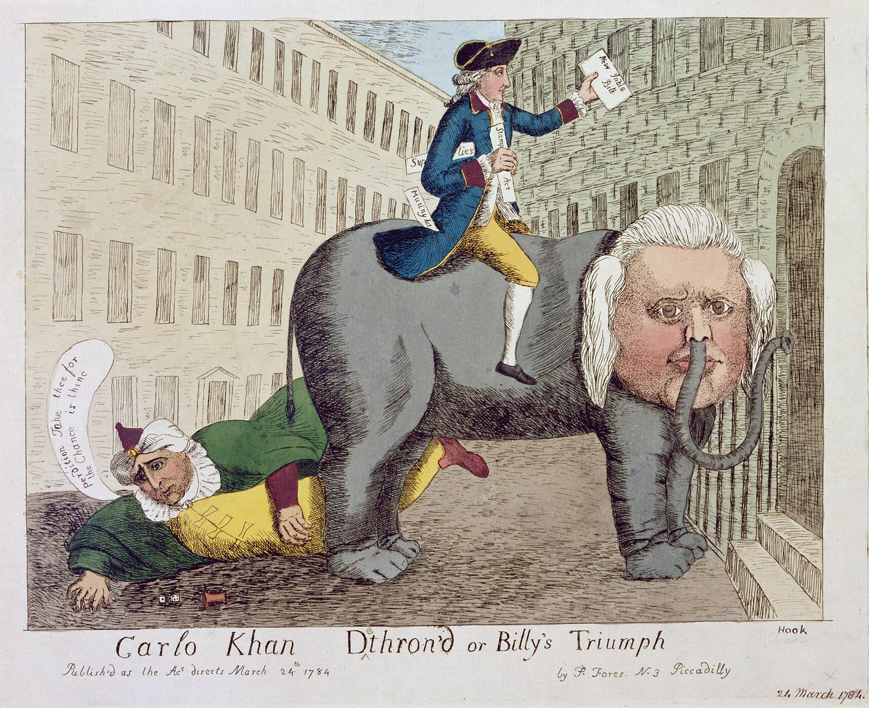 Carlo Khan Detron&39;d ou Billy&39;s Triumph, Londres, 24 de março de 1784 (gravura a cores) de James Sayers
