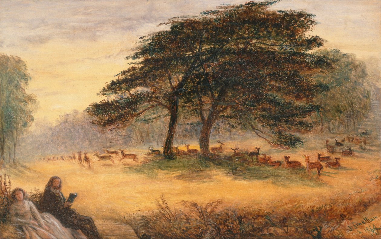 Amantes em Richmond Park (Windsor Park) de James Smetham