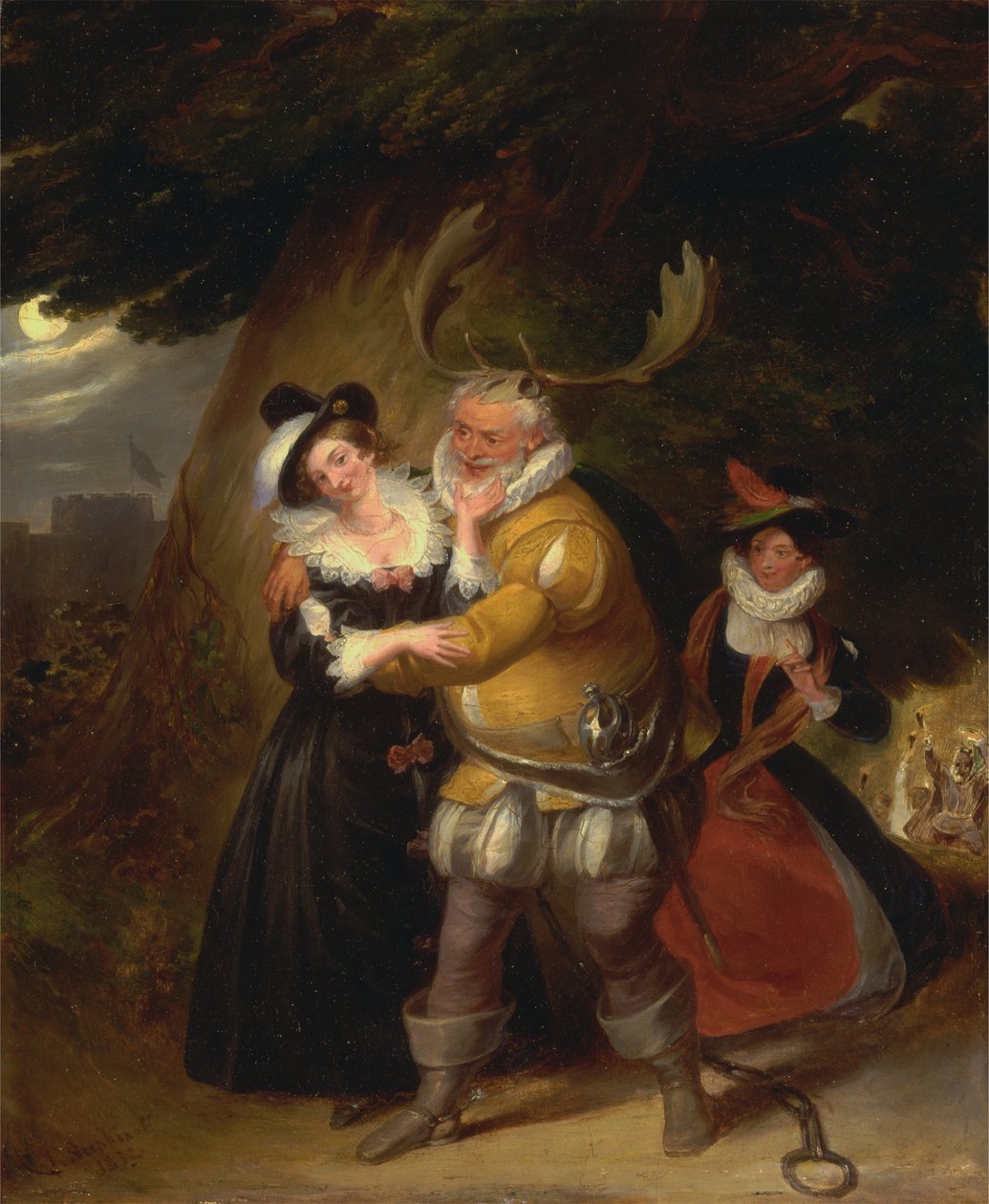Falstaff em Hernes Oak, de The Merry Wives of Windsor, Ato V, Cena v de James Stephanoff