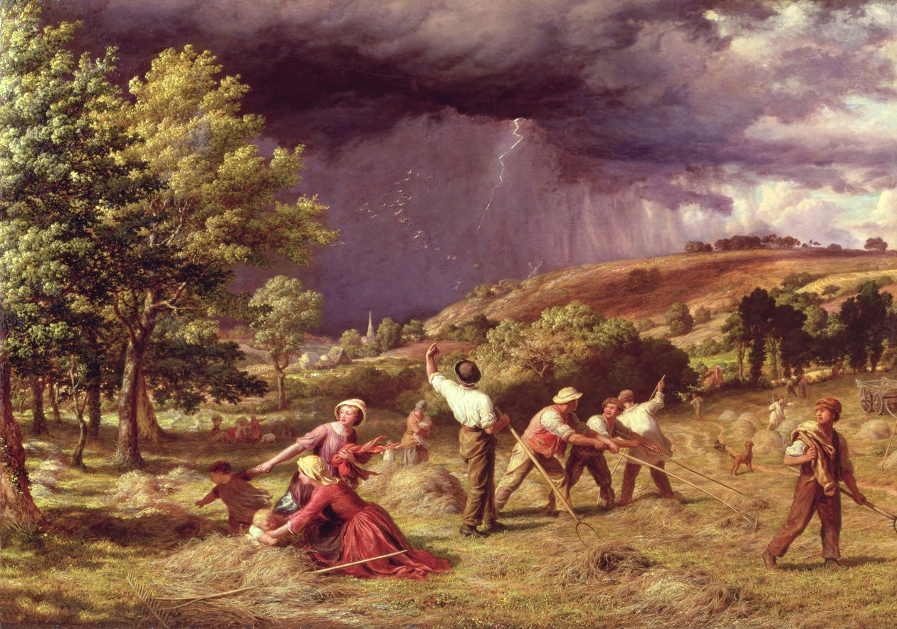 Um chuveiro do trovão, 1859 de James Thomas Linnell