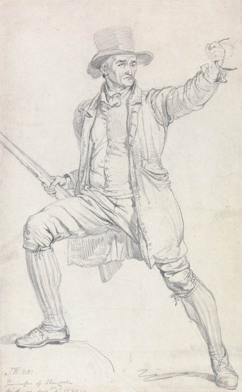 Um estudo para o personagem central nas enfermarias pintando o ladrão de cervos de James Ward