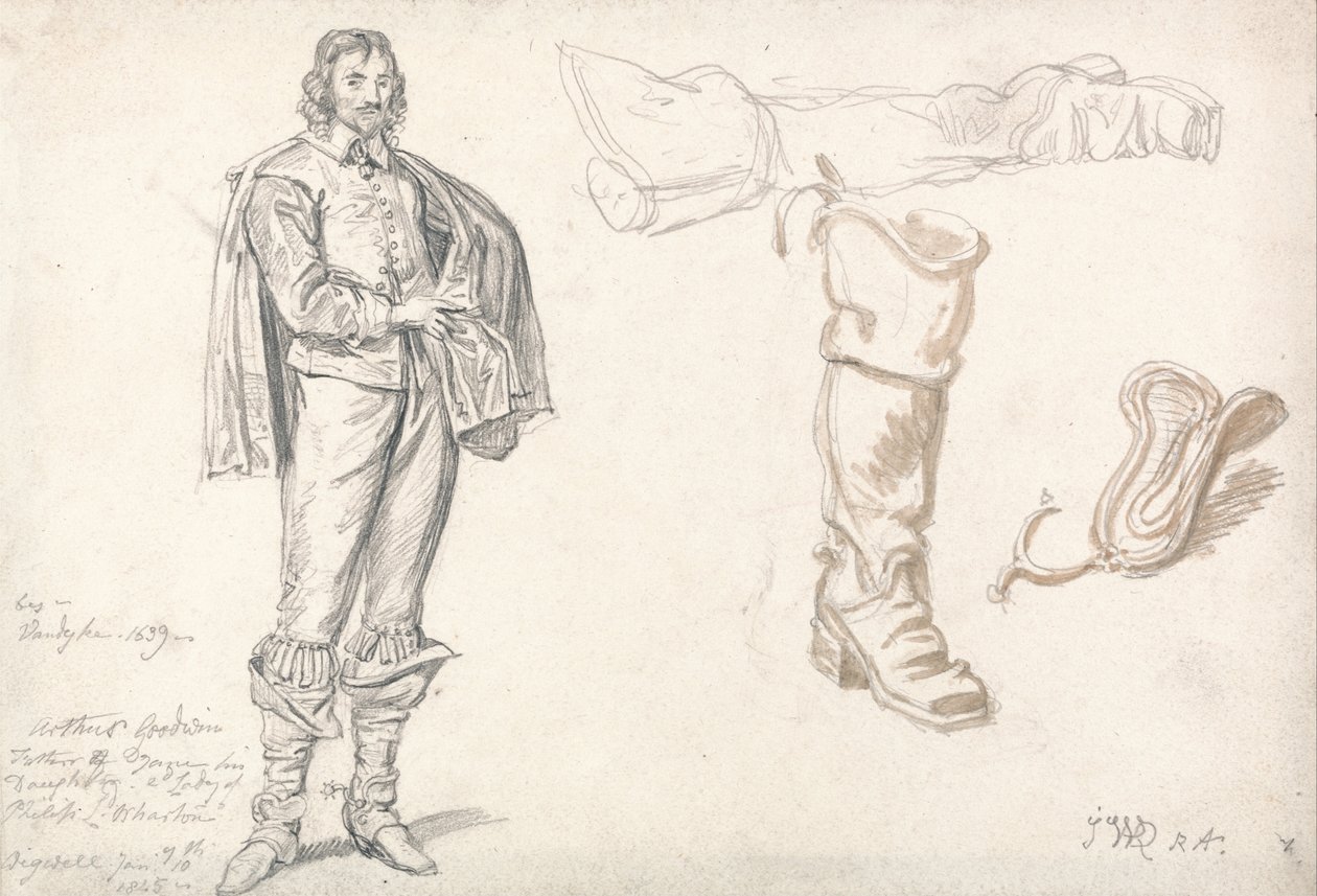 Estudos após Anthony van Dycks Retrato de Arthur Goodwin de James Ward