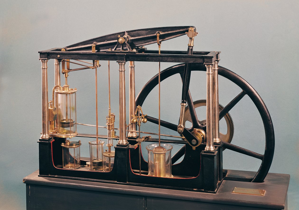 Reconstrução do motor a vapor de James Watt, 1781 (cobre e vidro) de James Watt