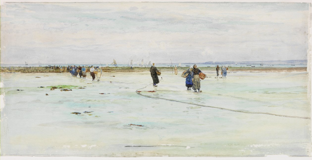 Pescadoras na costa (aquarela sobre papel) de James Webb