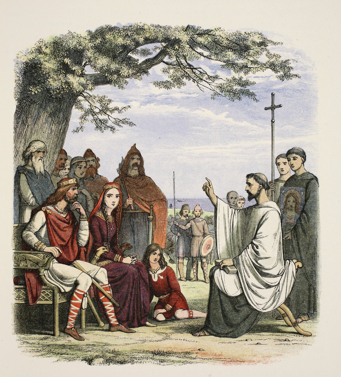 Agostinho pregando diante do rei Ethelbert, 597 dC, de A Chronicle of England BC 55 a AD 1485, pub. Londres, 1863 de James William Edmund Doyle