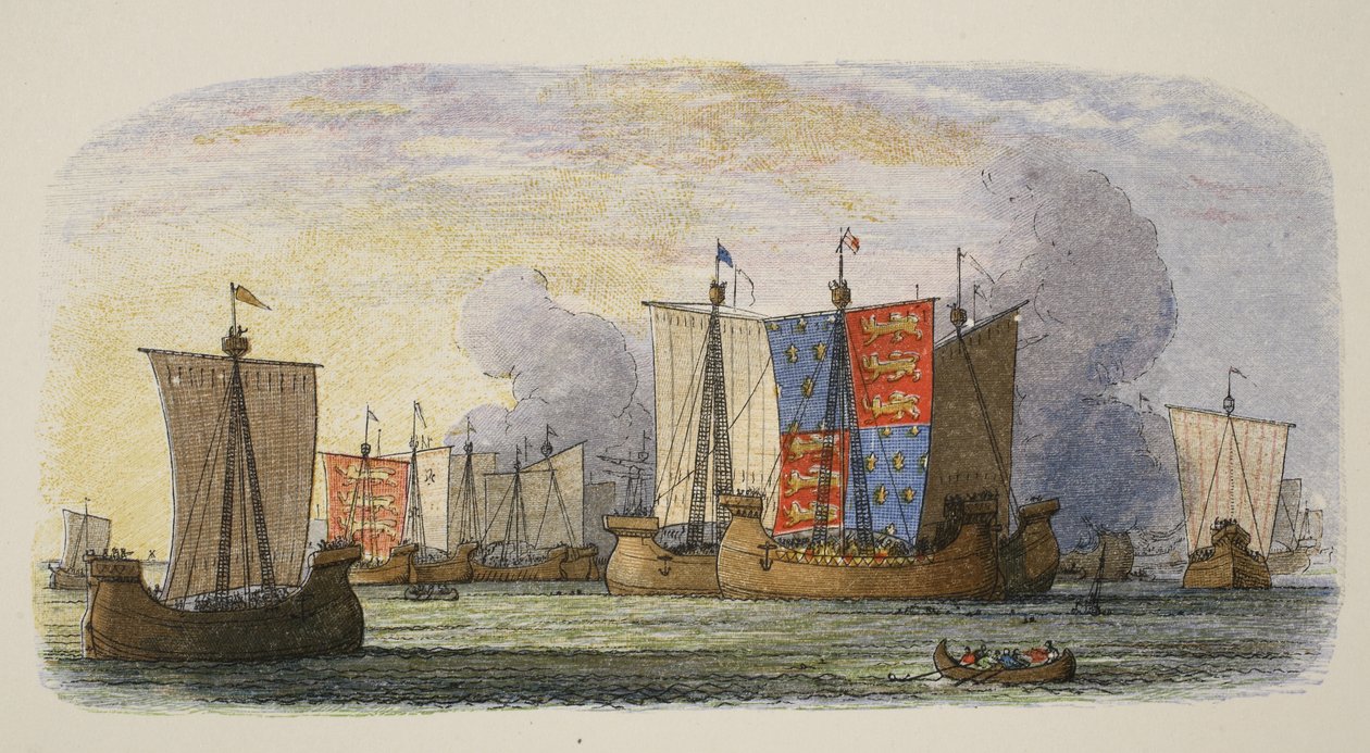 Batalha de Sluys, 1340, de A Chronicle of England BC 55 a AD 1485, pub. Londres, 1863 de James William Edmund Doyle