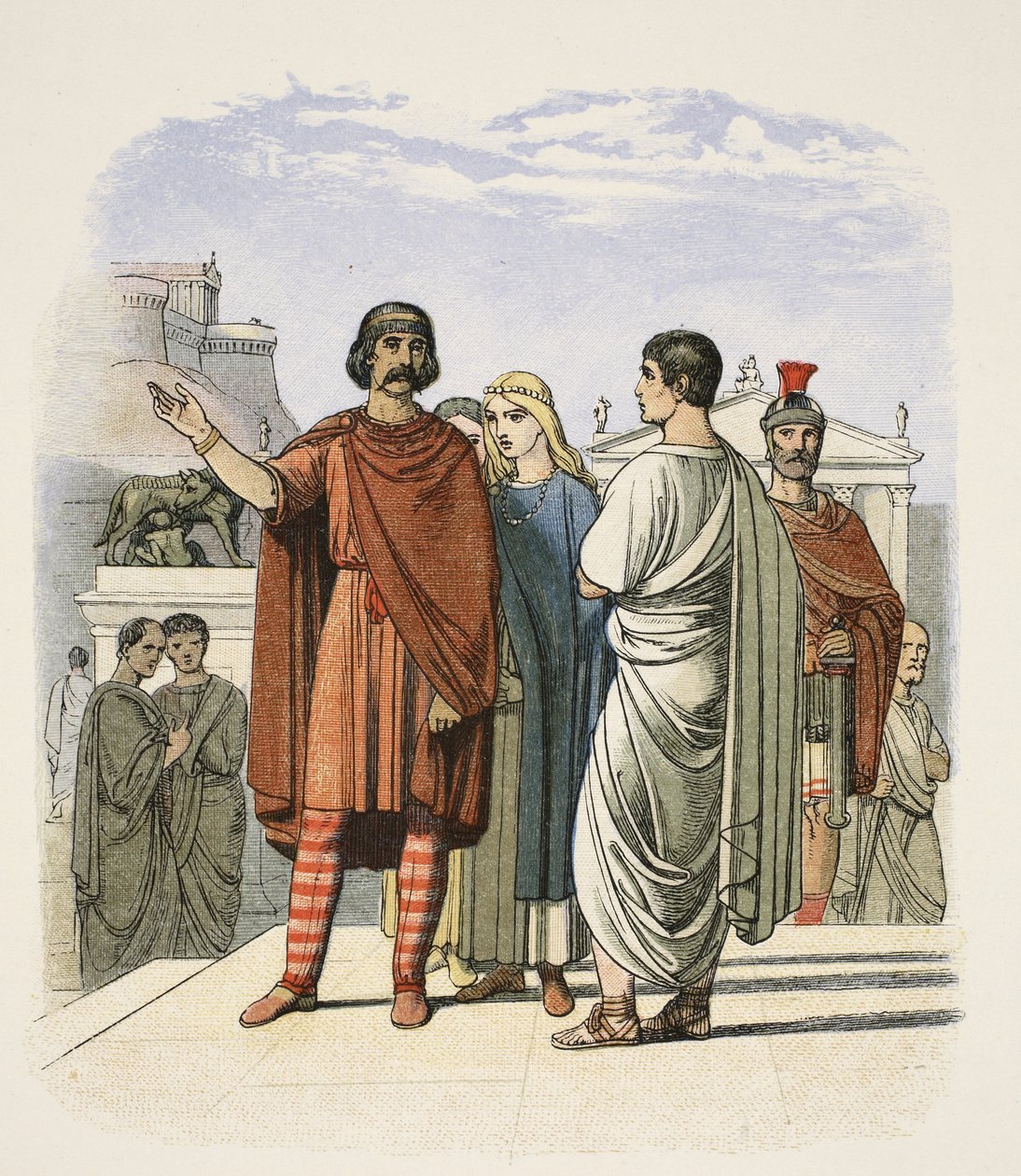 Caractacus em Roma em 52 dC, de A Chronicle of England BC 55 a AD 1485, pub. Londres, 1863 de James William Edmund Doyle