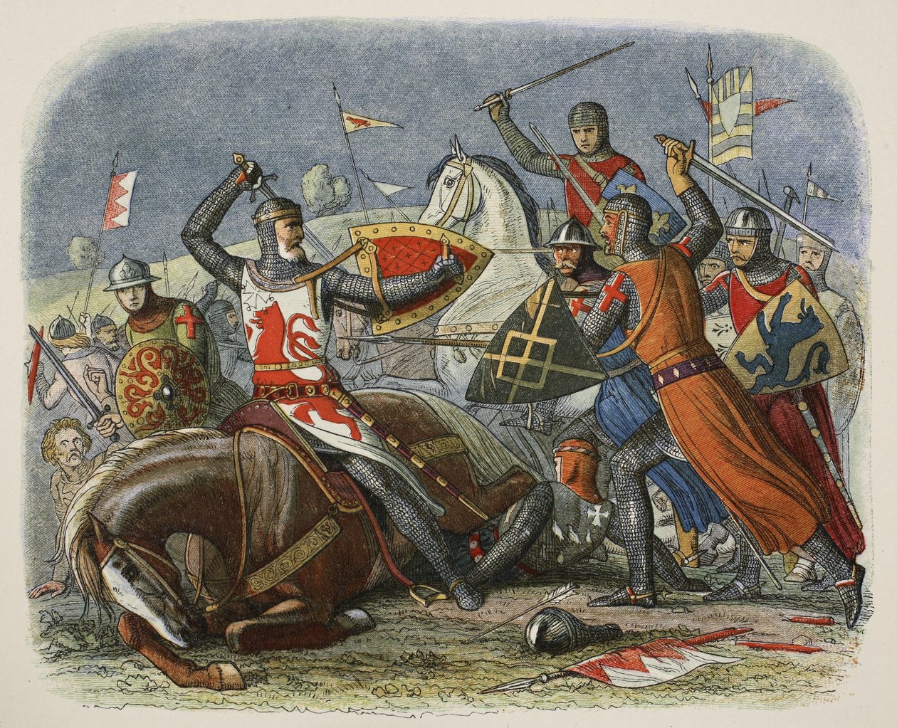 Morte de De Montfort, 12 de agosto de 1265, de A Chronicle of England BC 55 a AD 1485, pub. Londres, 1863 de James William Edmund Doyle