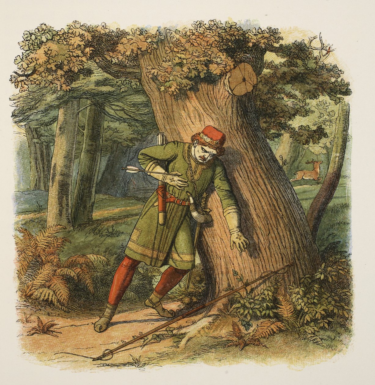 Morte de Guilherme, o Vermelho, ou Rufus, 1100, de A Chronicle of England BC 55 a AD 1485, pub. Londres, 1863 de James William Edmund Doyle