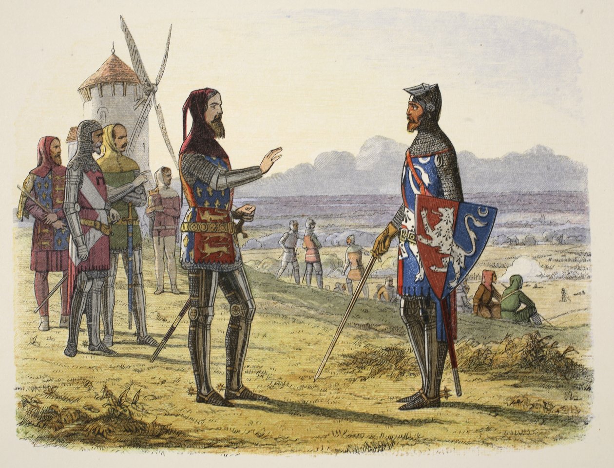 Edward se recusa a socorrer seu filho em Crécy, de A Chronicle of England BC 55 a AD 1485, pub. Londres, 1863 de James William Edmund Doyle