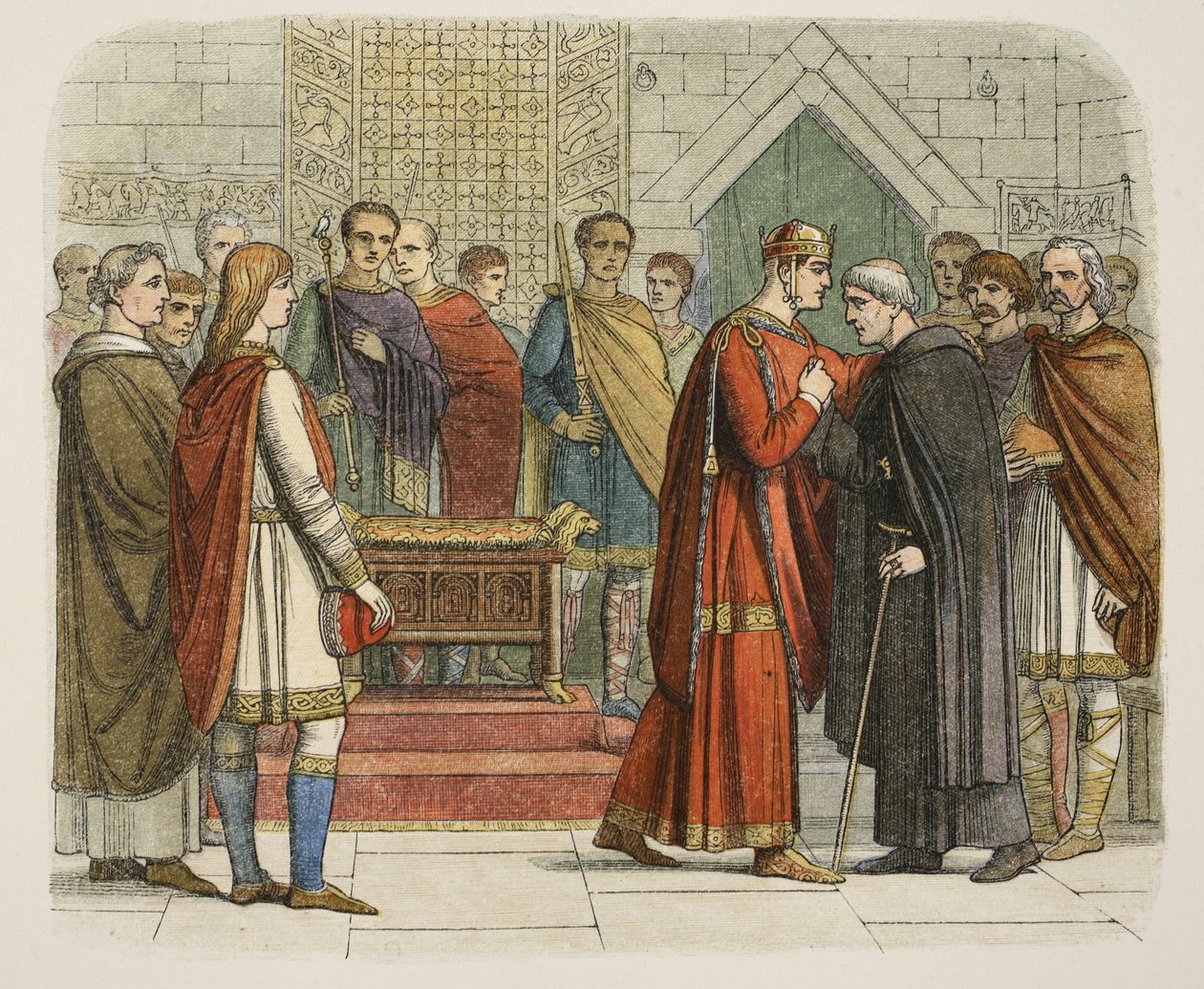 O rei Guilherme I corteja para os líderes ingleses em 1067, de A Chronicle of England BC 55 a AD 1485, pub. Londres, 1863 de James William Edmund Doyle