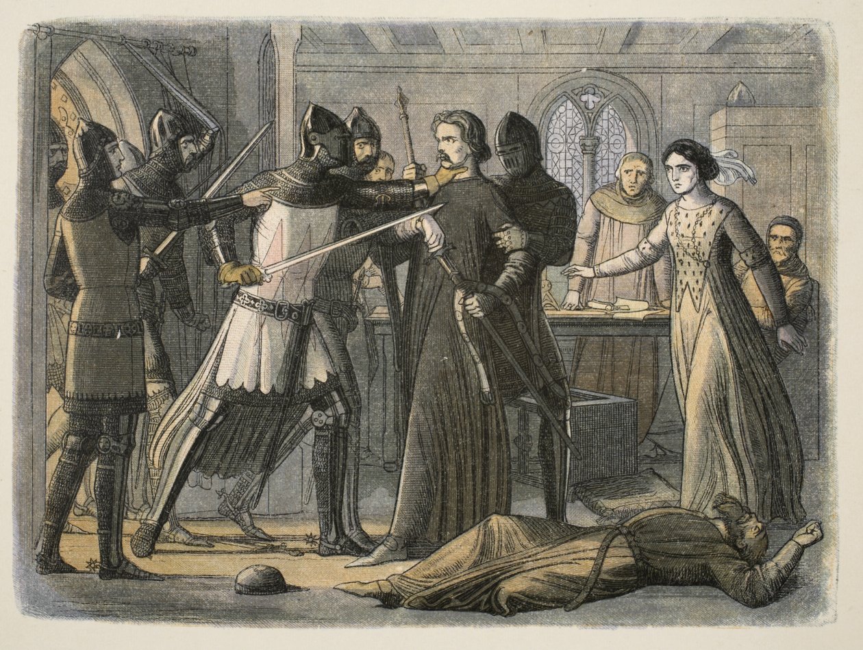 Mortimer apreendido pelo rei, de A Chronicle of England BC 55 a AD 1485, pub. Londres, 1863 de James William Edmund Doyle