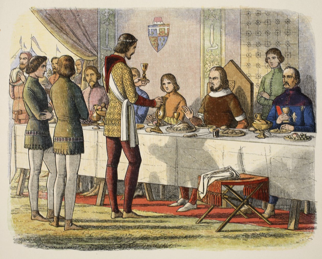 O Príncipe Eduardo serve John of Artois à mesa depois de tê-lo derrotado em Poitiers, de A Chronicle of England BC 55 a AD 1485, pub. Londres, 1863 de James William Edmund Doyle