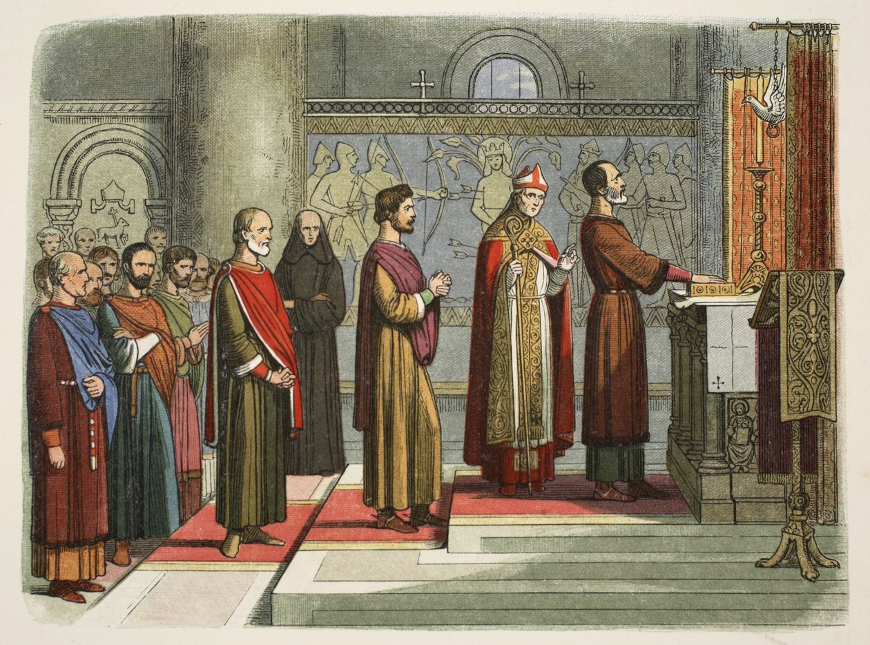 Os barões juram alcançar suas liberdades, 1214, de A Chronicle of England BC 55 a AD 1485, pub. Londres, 1863 de James William Edmund Doyle