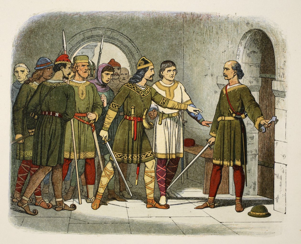 Guilherme de Breteuil defende o tesouro, de A Chronicle of England BC 55 a AD 1485, pub. Londres, 1863 de James William Edmund Doyle
