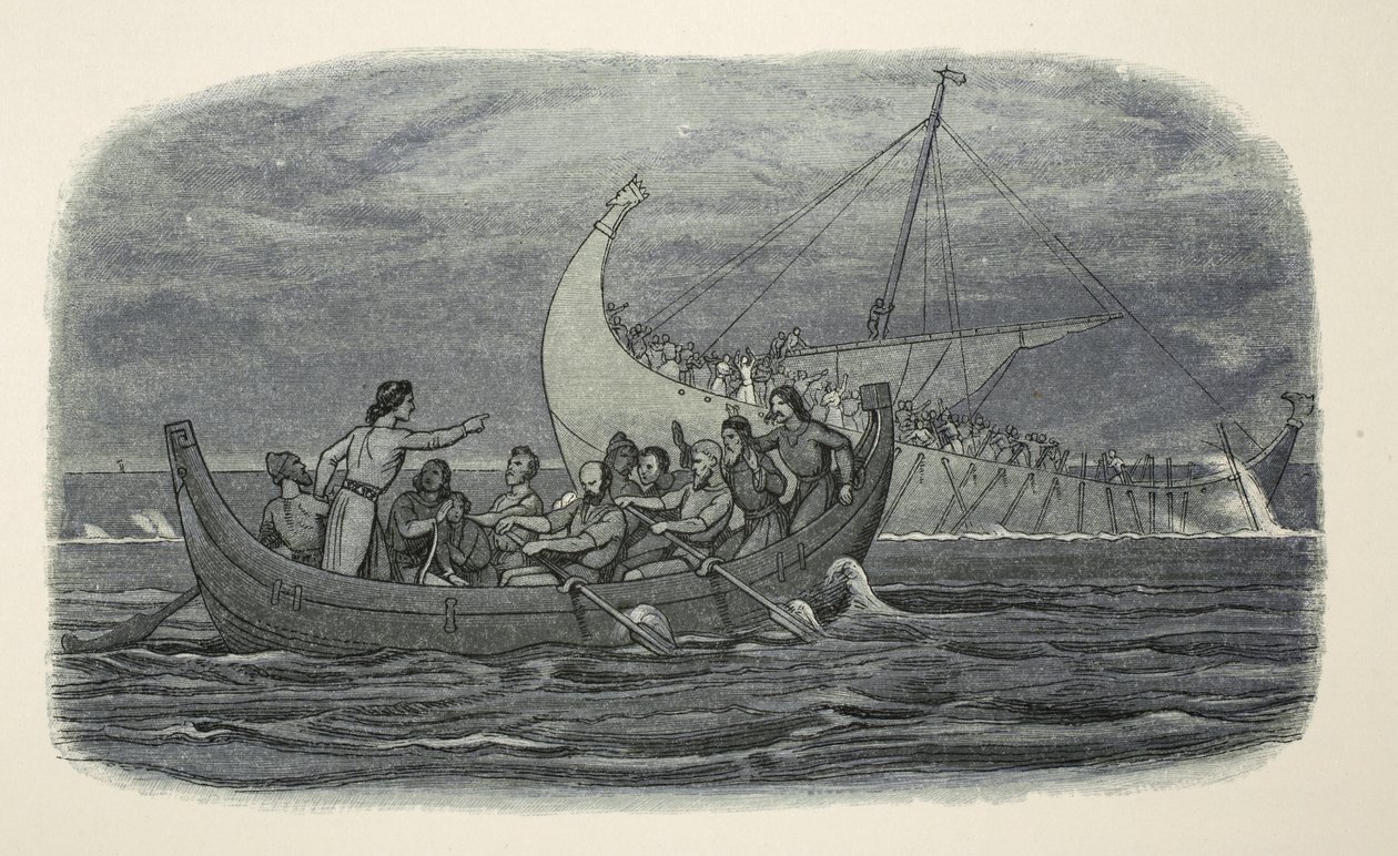 Naufrágio do Navio Branco, de A Chronicle of England BC 55 a AD 1485, pub. Londres, 1863 de James William Edmund Doyle