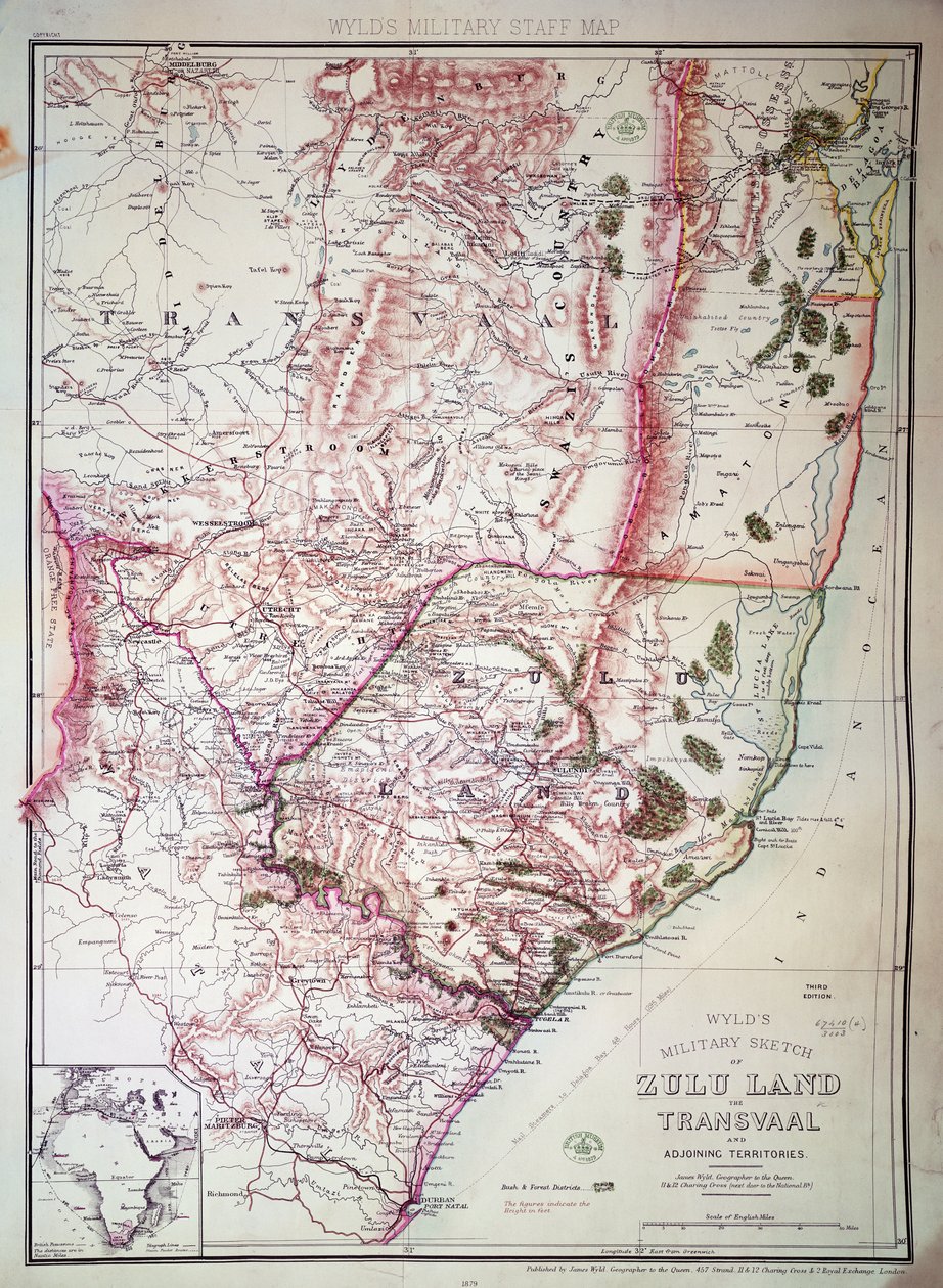 Esboço Militar da Zululândia da Wyld, 1879 (gravura a cores) de James the Elder Wyld