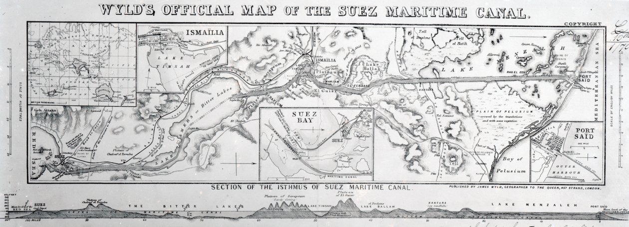 Mapa Oficial da Wyld do Canal Marítimo de Suez, 1869 de James the Younger Wyld