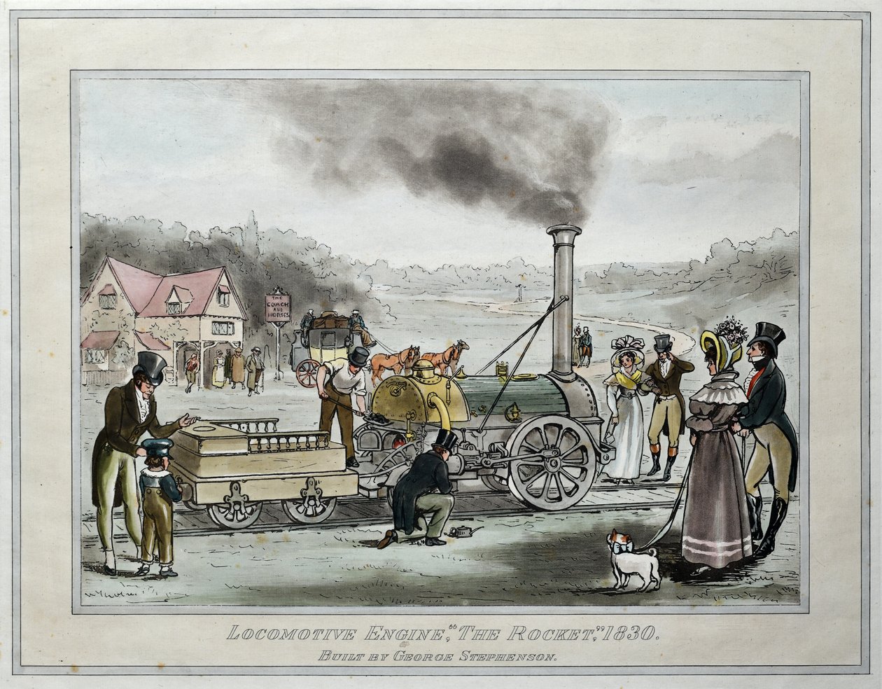 Locomotiva, "The Rocket", construída por George Stephenson de James (after) Naysmith