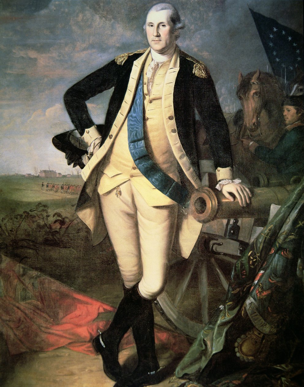 General George Washington (1732-99) em Yorktown, Virginia (cor litho) de James (after) Peale
