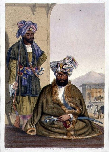 Gool Mahommed Kaun, Rei dos Ghilgies, placa 25 de "Cenário, Habitantes e Fantasias do Afeganistão", gravada por W.L.Walker de James (after) Rattray