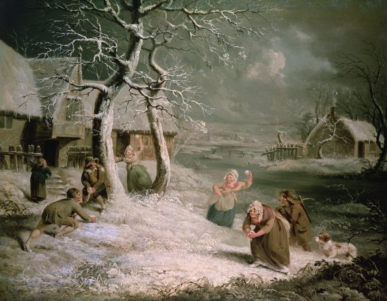 Peasants Snowballing, c.1790 (óleo sobre tela) de James (attr. to) Ward