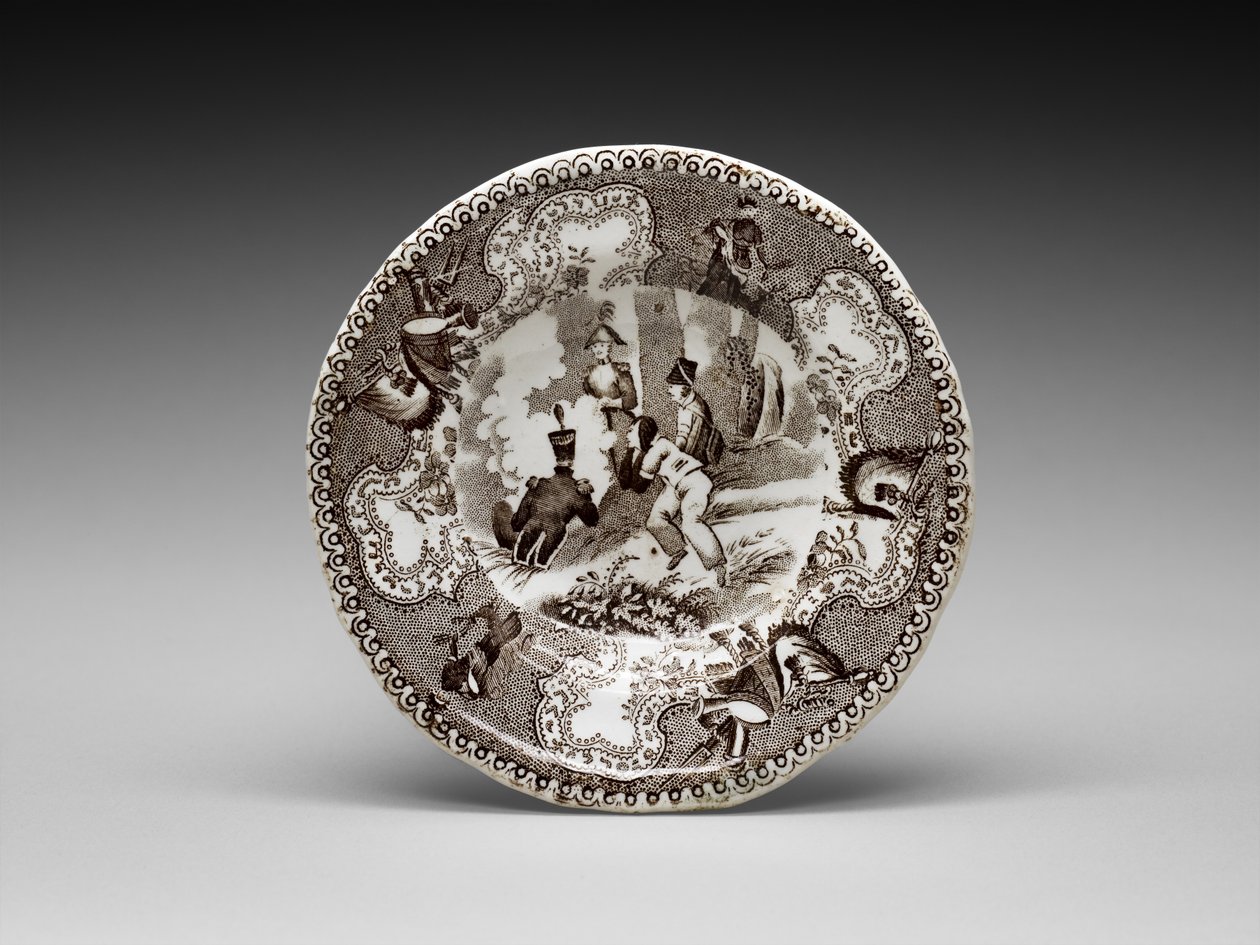 Placa de xícara, c. 1837-1856 (terracota de chumbo com impressão de transferência) de James (attr.to) Beech
