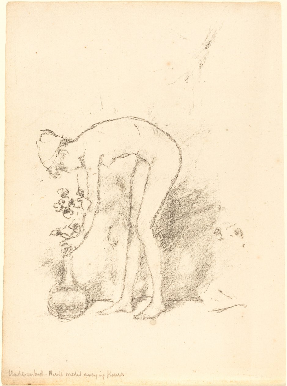 Um modelo nu arranjando flores, c. 1892. de James Abbott McNeill Whistler