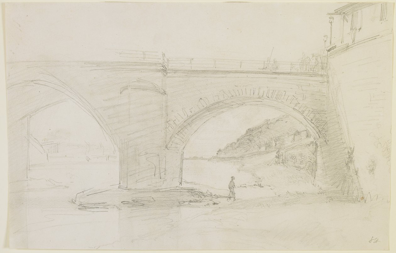 Uma ponte, 1858 (lápis em papel de seda branco) de James Abbott McNeill Whistler