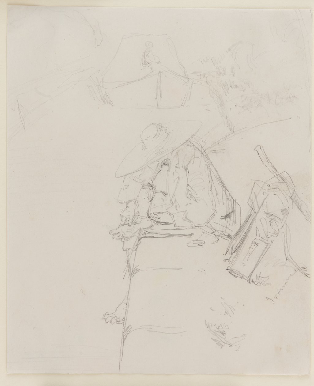 Um homem sentado na beira de um muro, 1858. de James Abbott McNeill Whistler