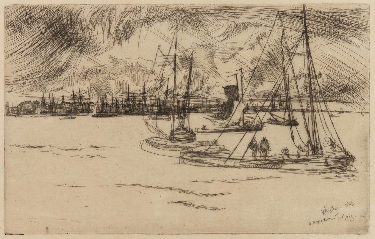 Amesterdão, de Tolhuis, 1863. de James Abbott McNeill Whistler