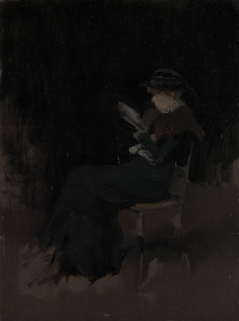 Arranjo em preto: Girl Reading, ca. 1880-90. de James Abbott McNeill Whistler