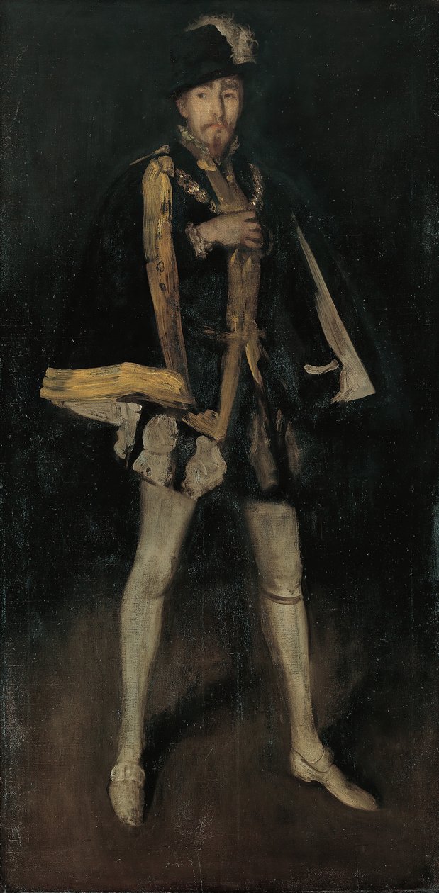 Arranjo em preto, nº 3: Sir Henry Irving como Filipe II da Espanha, 1876, retrabalhado em 1885. de James Abbott McNeill Whistler