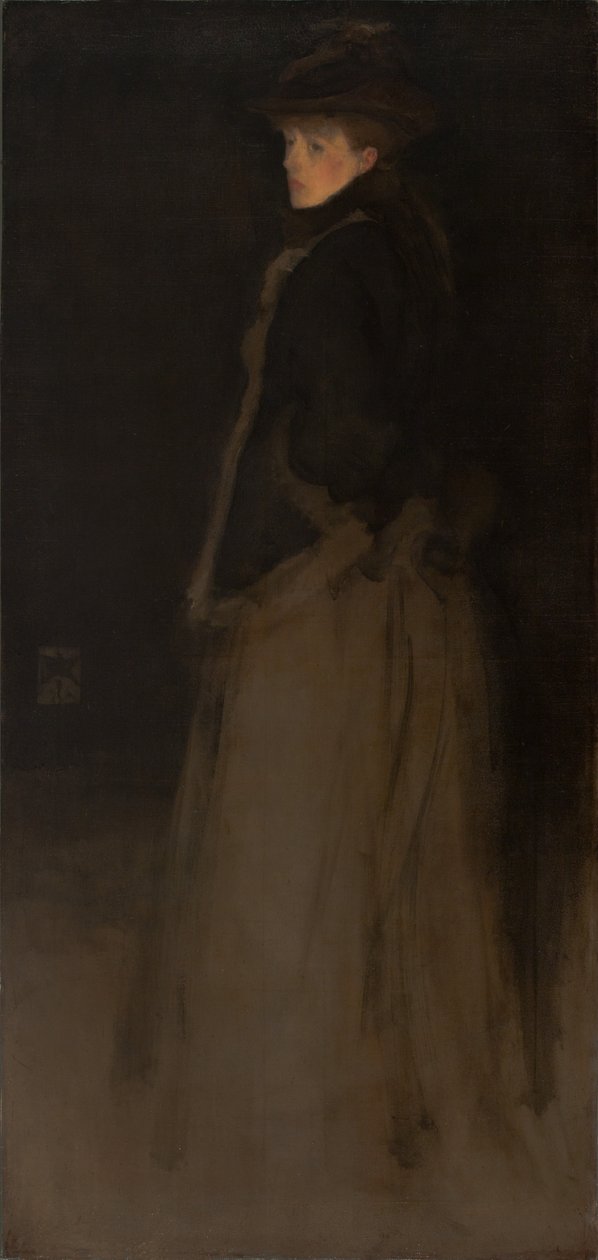 Arranjo em preto e marrom, o casaco de pele de James Abbott McNeill Whistler