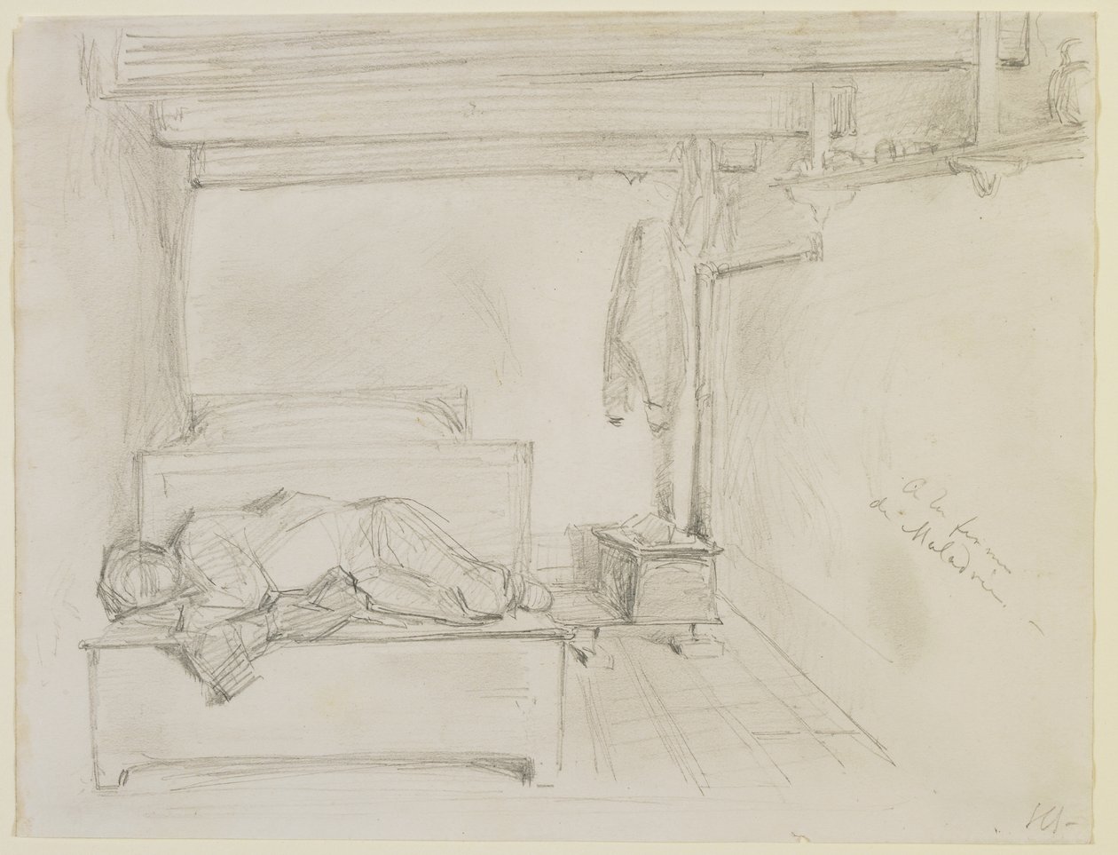 Na fazenda de Maladrie, 1858 (lápis em papel de seda branco) de James Abbott McNeill Whistler