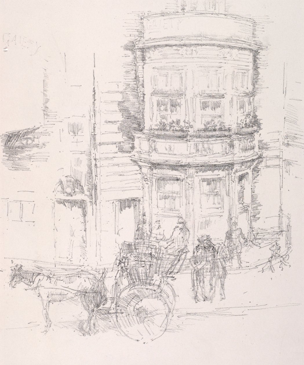 Parte traseira do teatro da alegria. de James Abbott McNeill Whistler