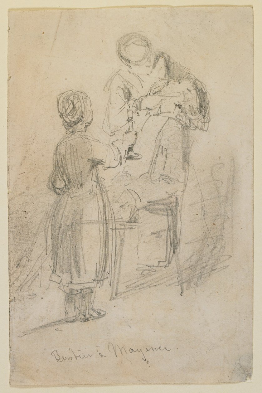 Barbeiro em Mainz, 1858. de James Abbott McNeill Whistler