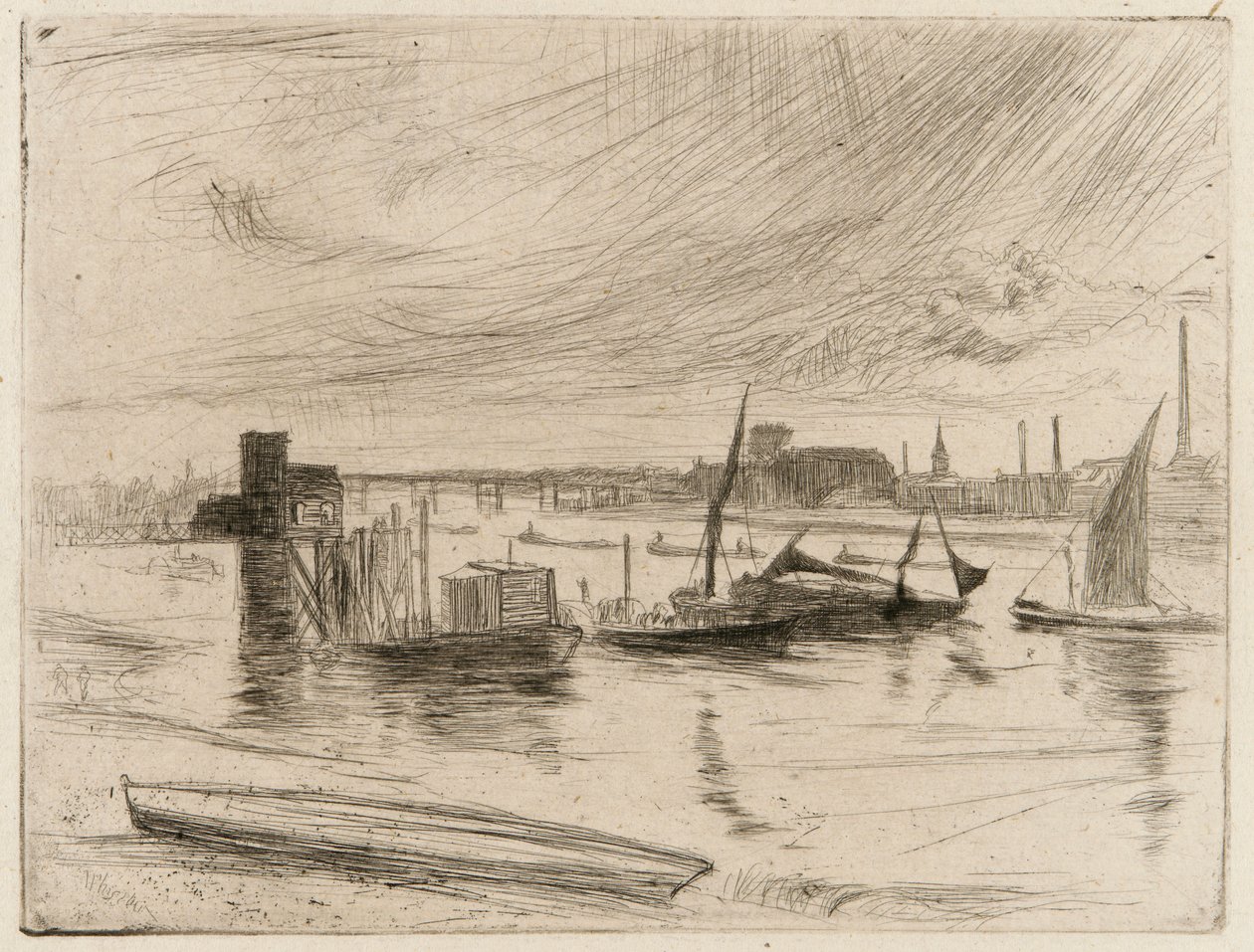 Píer Battersea Dawn Cadogan, 1861. de James Abbott McNeill Whistler