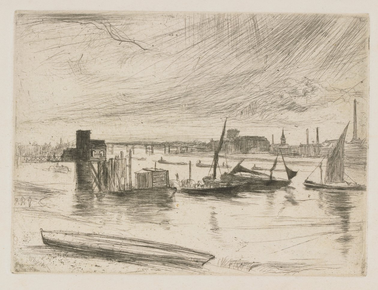 Cais de Battersea Dawn Cadogan, 1863. de James Abbott McNeill Whistler
