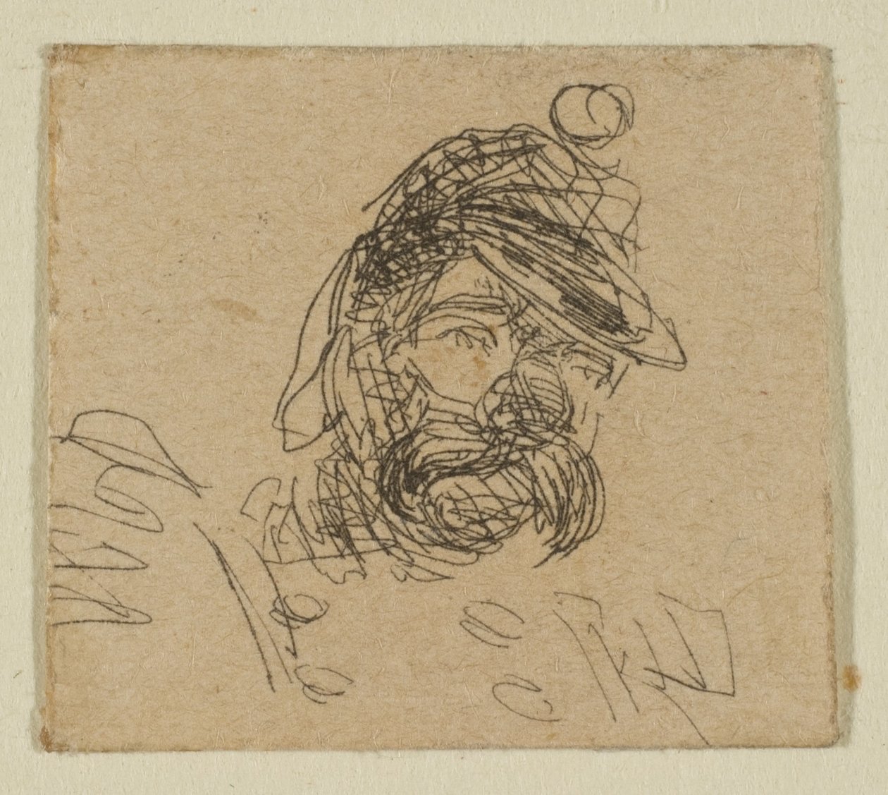 Homem barbudo com boné de soldado de Sketches on the Coast Survey Plate, 1854-55. de James Abbott McNeill Whistler