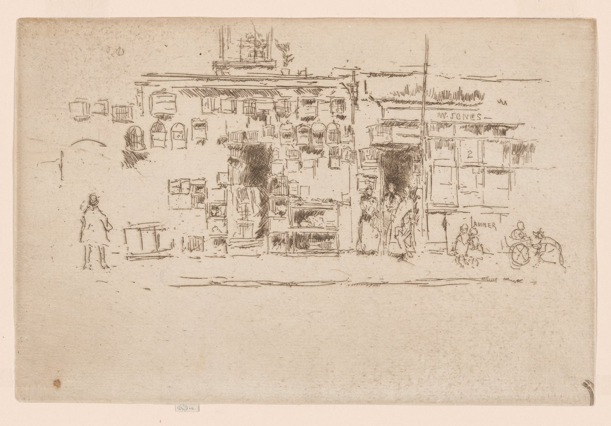 Bird-Cages, Chelsea, c.1886-88 (gravura; tinta sobre papel) de James Abbott McNeill Whistler