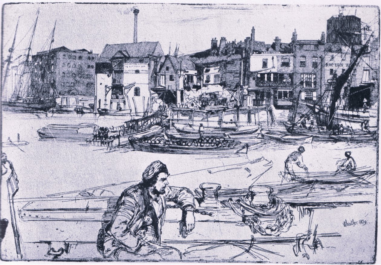 Black Lion Wharf (cor litho) de James Abbott McNeill Whistler