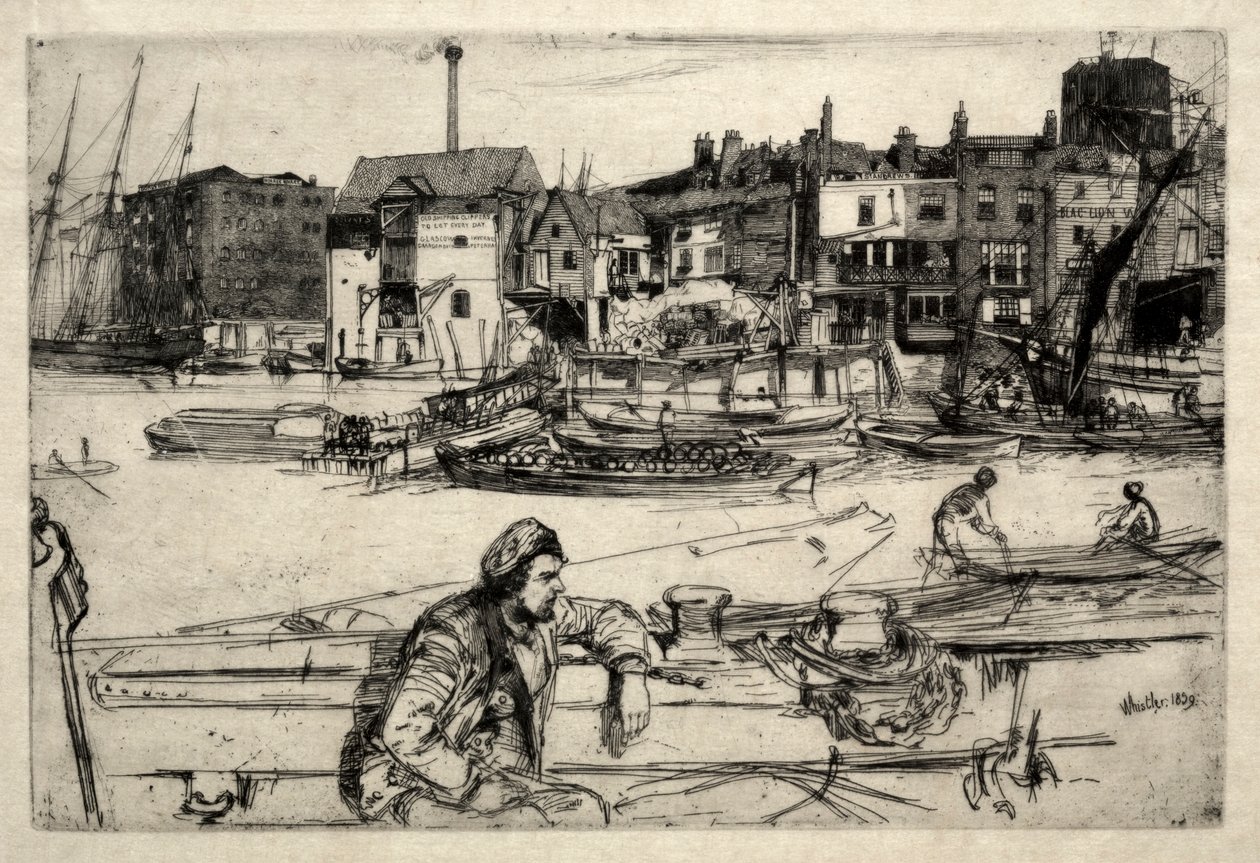 Black Lion Wharf, 1859. de James Abbott McNeill Whistler