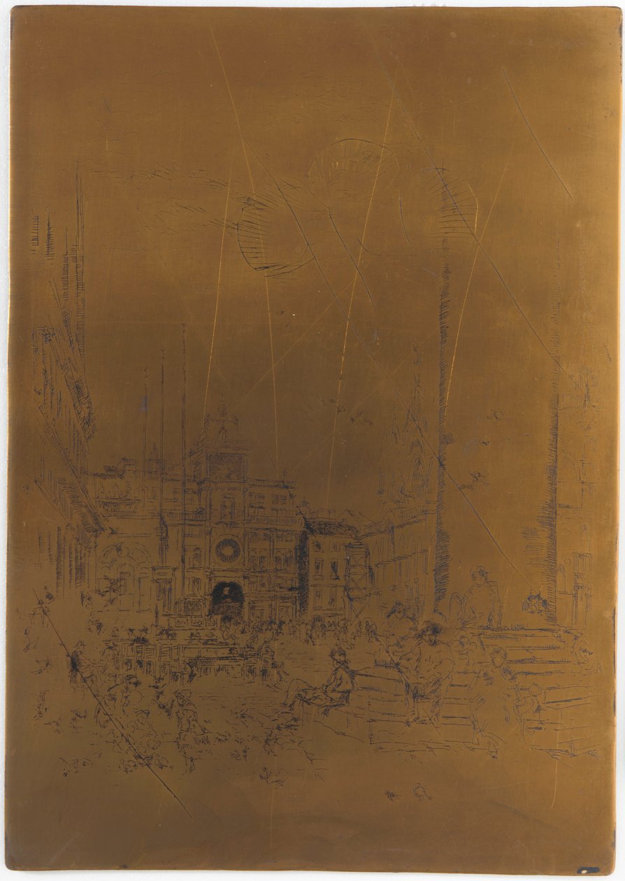 Placa de impressão cancelada para a Piazzetta, 1879-1880. de James Abbott McNeill Whistler