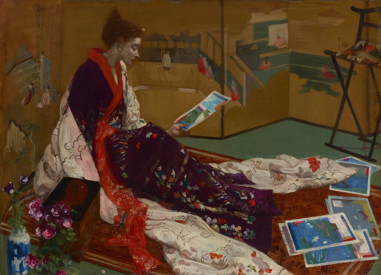 Capriche em Roxo e Ouro: A Tela Dourada, 1864. de James Abbott McNeill Whistler