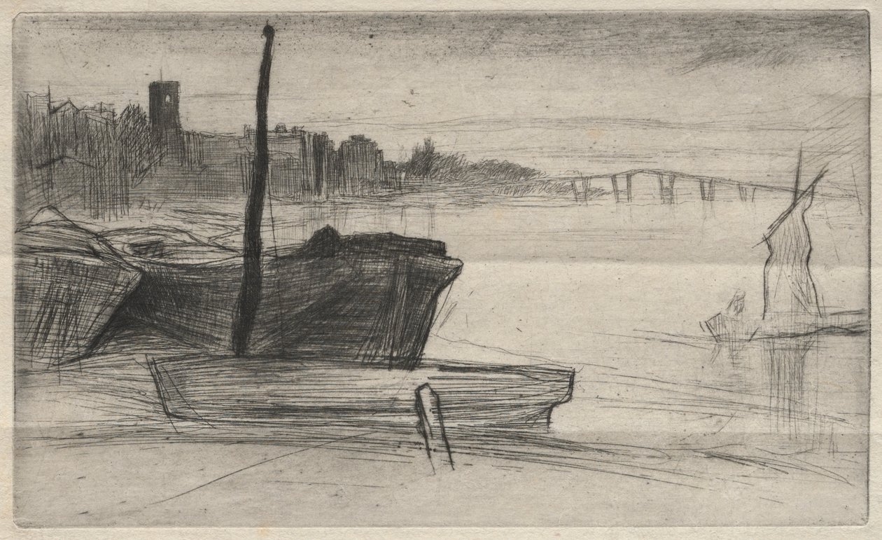 Ponte e Igreja de Chelsea, 1871. de James Abbott McNeill Whistler
