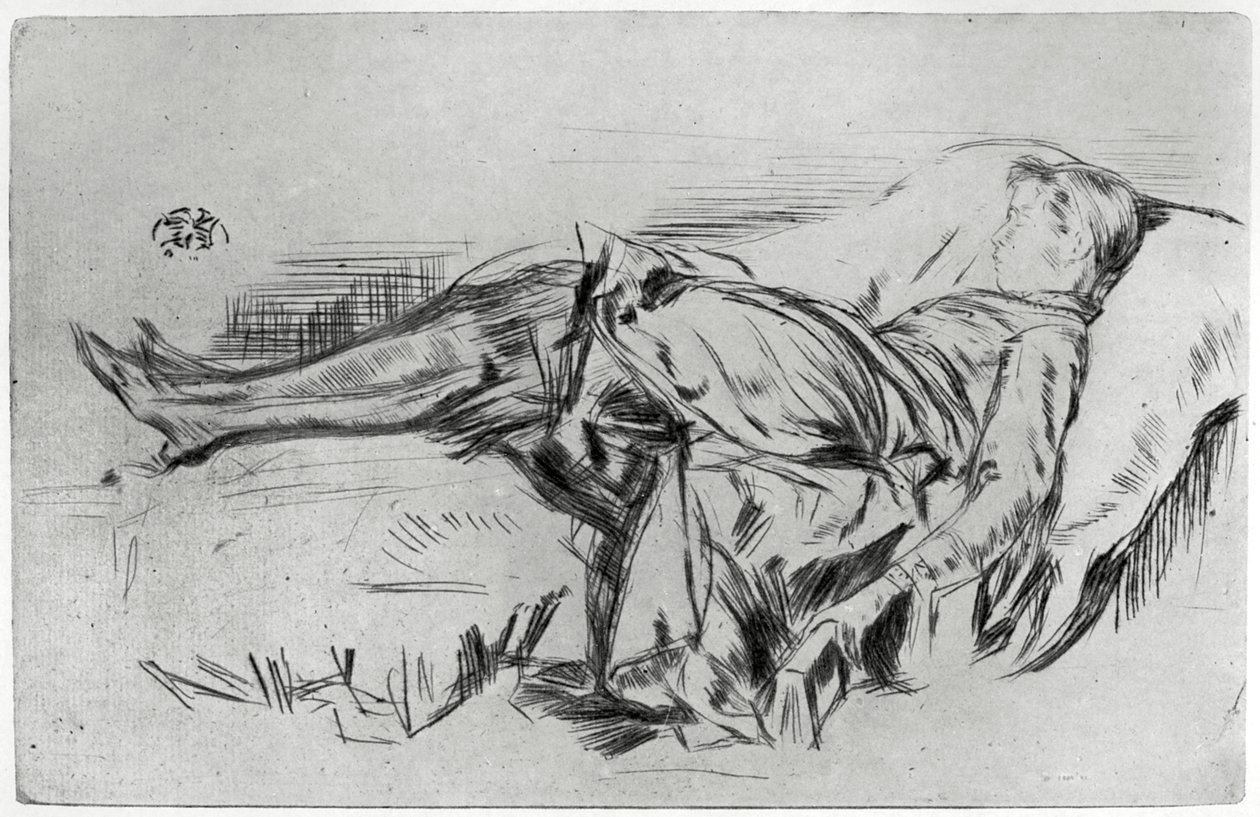 Criança no sofá, século XIX, 1904. de James Abbott McNeill Whistler