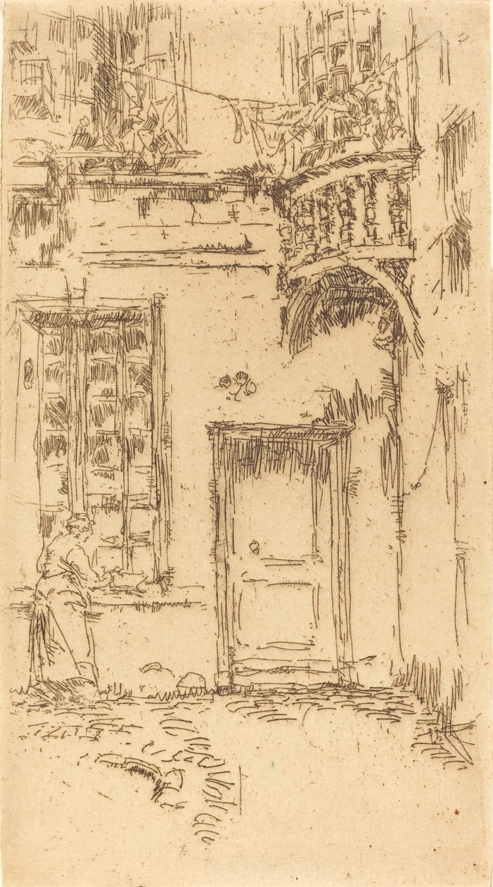 Pátio, Rue P.L. Correio, 1888. de James Abbott McNeill Whistler