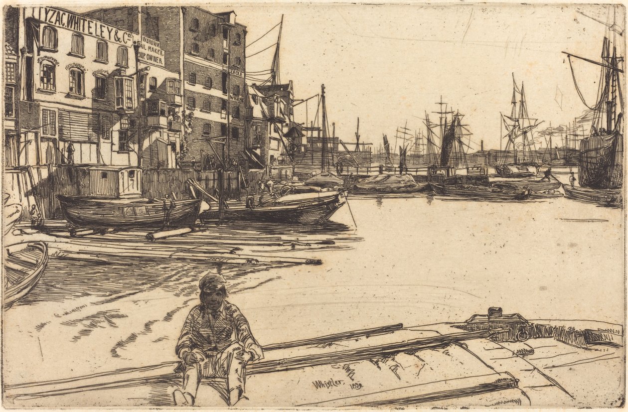 Eagle Wharf, 1859. de James Abbott McNeill Whistler