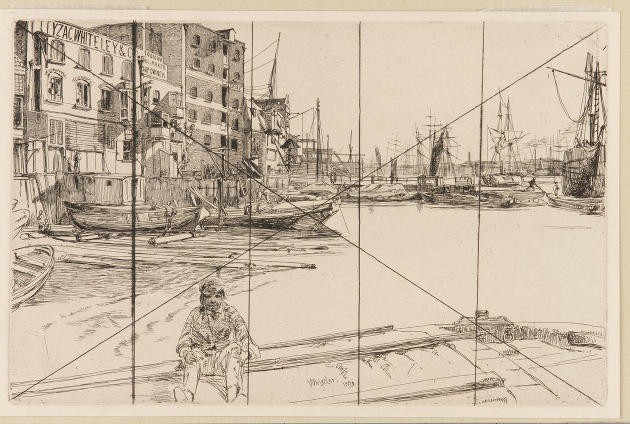 Eagle Wharf Tyzac Whiteley and Co., 1859. de James Abbott McNeill Whistler